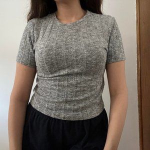 Grey ribbed zara t-shirt